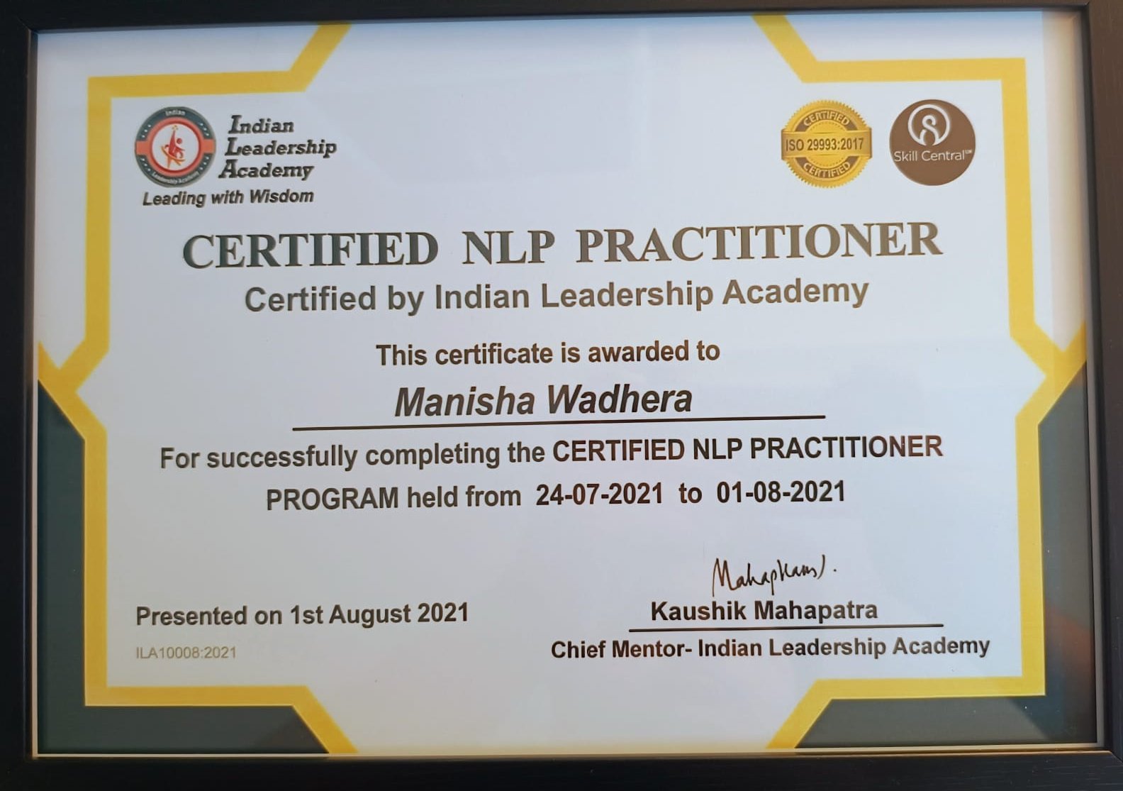 Certified NLP Practitioner — Indian Leadership Academy