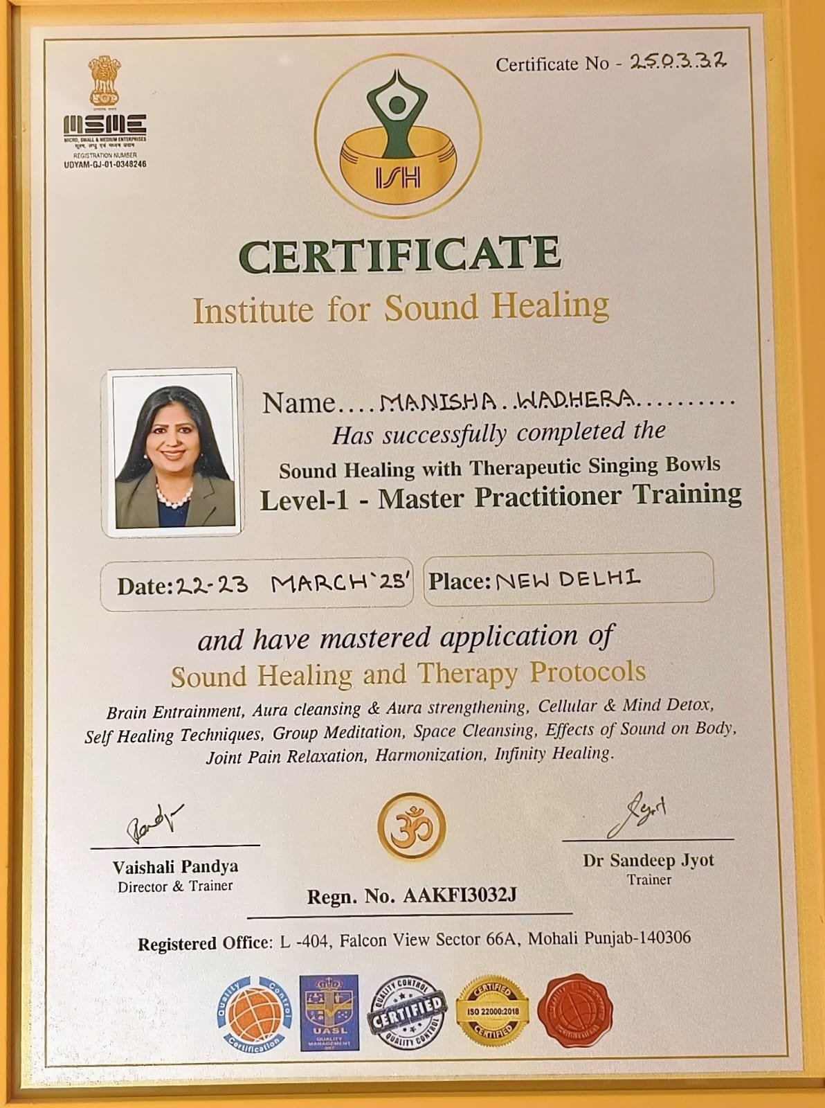 Institute for Sound Healing — Level 1 Master Practitioner